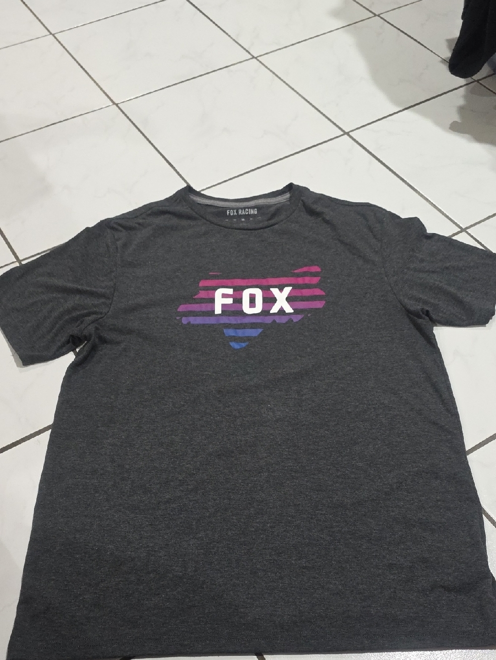 Fox Racing Gray Crewneck Tee with White Logo